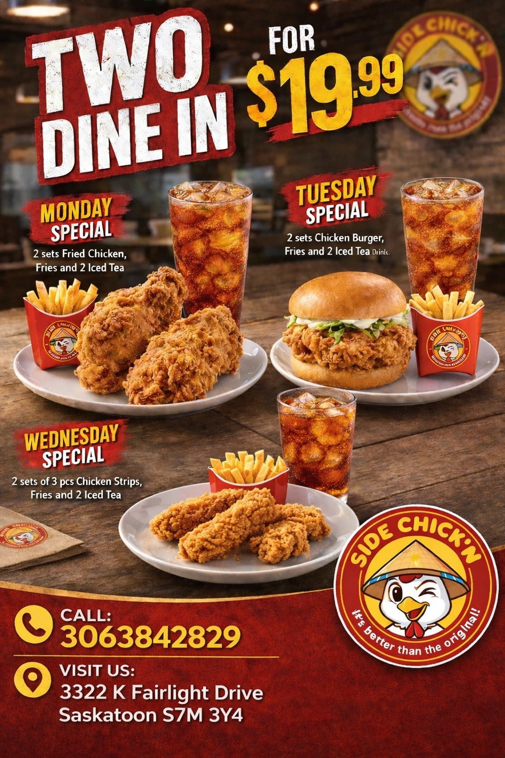 Side Chick'n special offer 2 — order online for Filipino fried chicken in Saskatoon