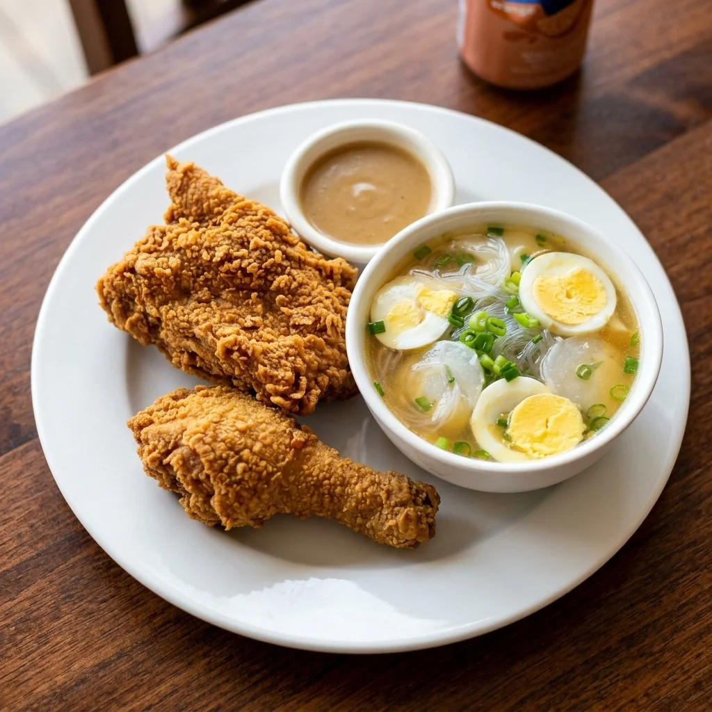 Savory palabok noodles at Side Chick'n Saskatoon